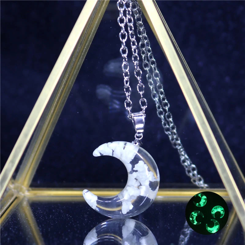 Chic Transparent Resin Rould Ball Moon Pendant Necklace Women Blue Sky White Cloud Chain Necklace Fashion Jewelry Gifts for Girl - Oria Jewel
