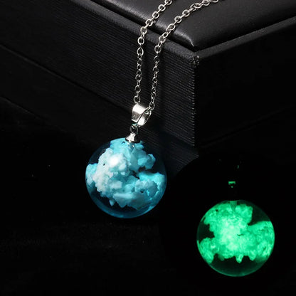 Chic Transparent Resin Rould Ball Moon Pendant Necklace Women Blue Sky White Cloud Chain Necklace Fashion Jewelry Gifts for Girl - Oria Jewel