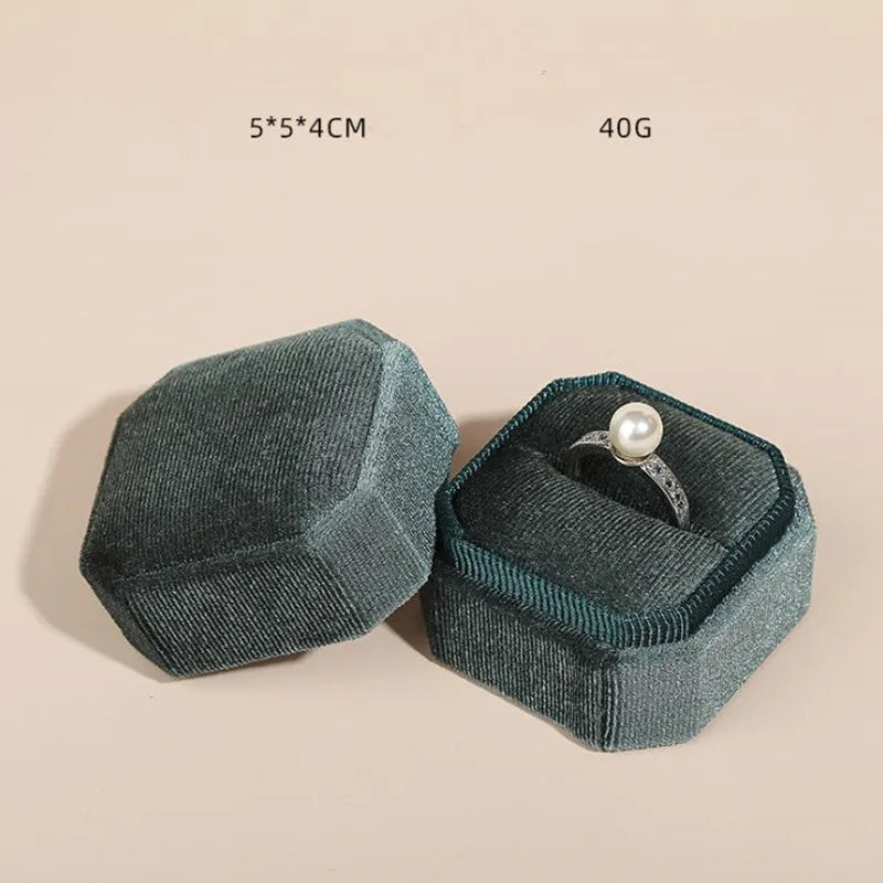 Corduroy Ring box 5x5x4cm Small Size Four Color Spot Hexagon Flannelette Ring Jewelry Box For Wedding &amp;Engagement - Oria Jewel