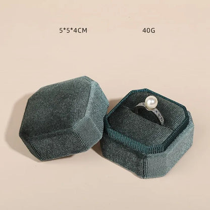 Corduroy Ring box 5x5x4cm Small Size Four Color Spot Hexagon Flannelette Ring Jewelry Box For Wedding &amp;Engagement - Oria Jewel