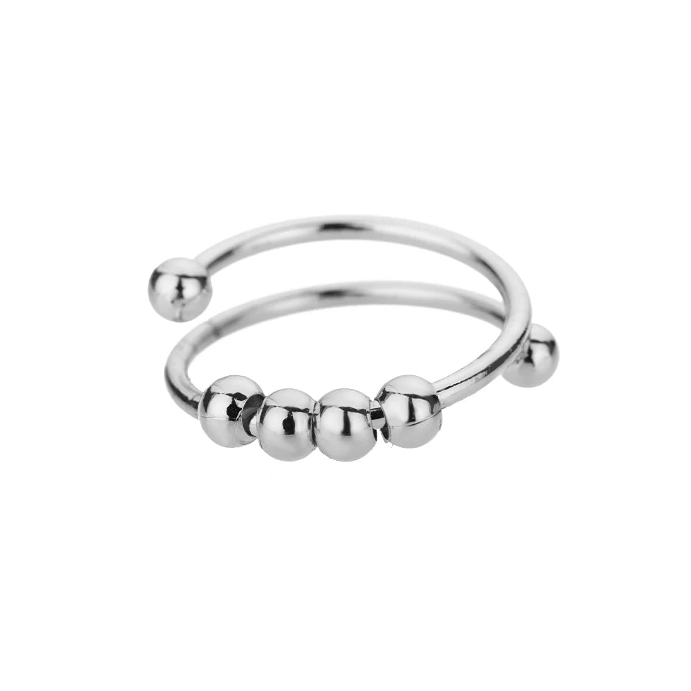 Anxiety Ring Beads Rings For Women Men Stainless Steel Ring Spinner Spiral Simulated Freely Anti Stress Fidget Ring Jewelry - Oria Jewel