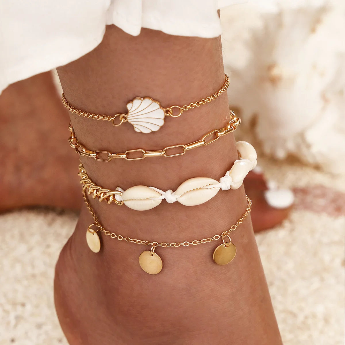 Bohemian Key & Heart Anklet Set – Beach Foot Jewelry - Oria Jewel