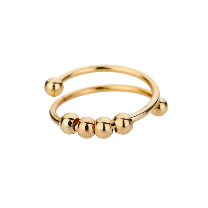 Anxiety Ring Beads Rings For Women Men Stainless Steel Ring Spinner Spiral Simulated Freely Anti Stress Fidget Ring Jewelry - Oria Jewel