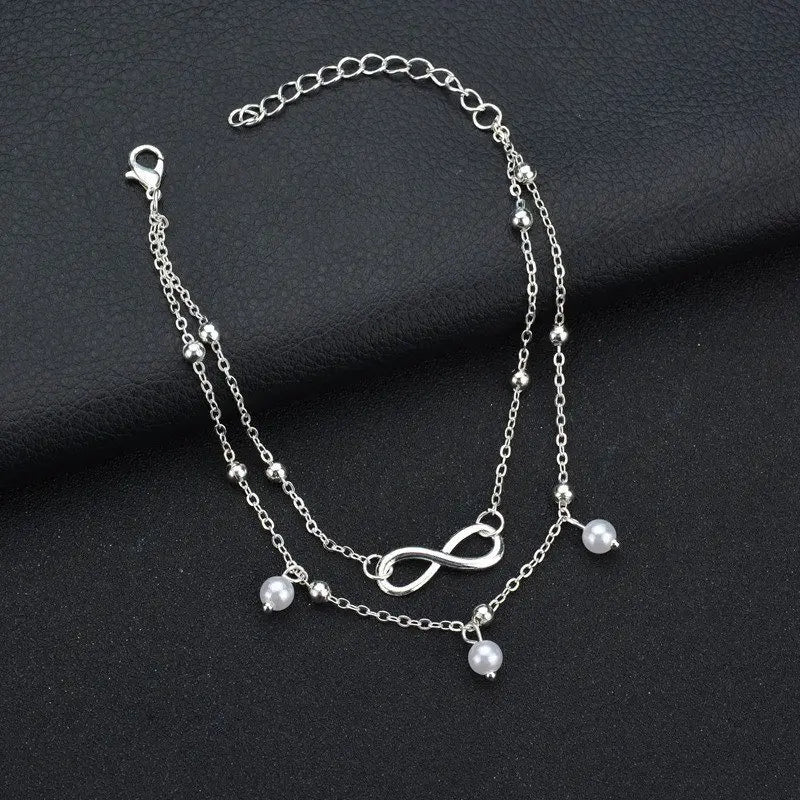 Boho Double Layer Pearl Anklet for Women – Beach Jewelry - Oria Jewel