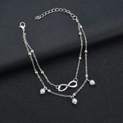Boho Double Layer Pearl Anklet for Women – Beach Jewelry - Oria Jewel