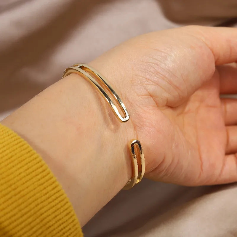 Gold X Cuff Bracelet - Oria Jewel