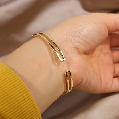 Gold X Cuff Bracelet - Oria Jewel