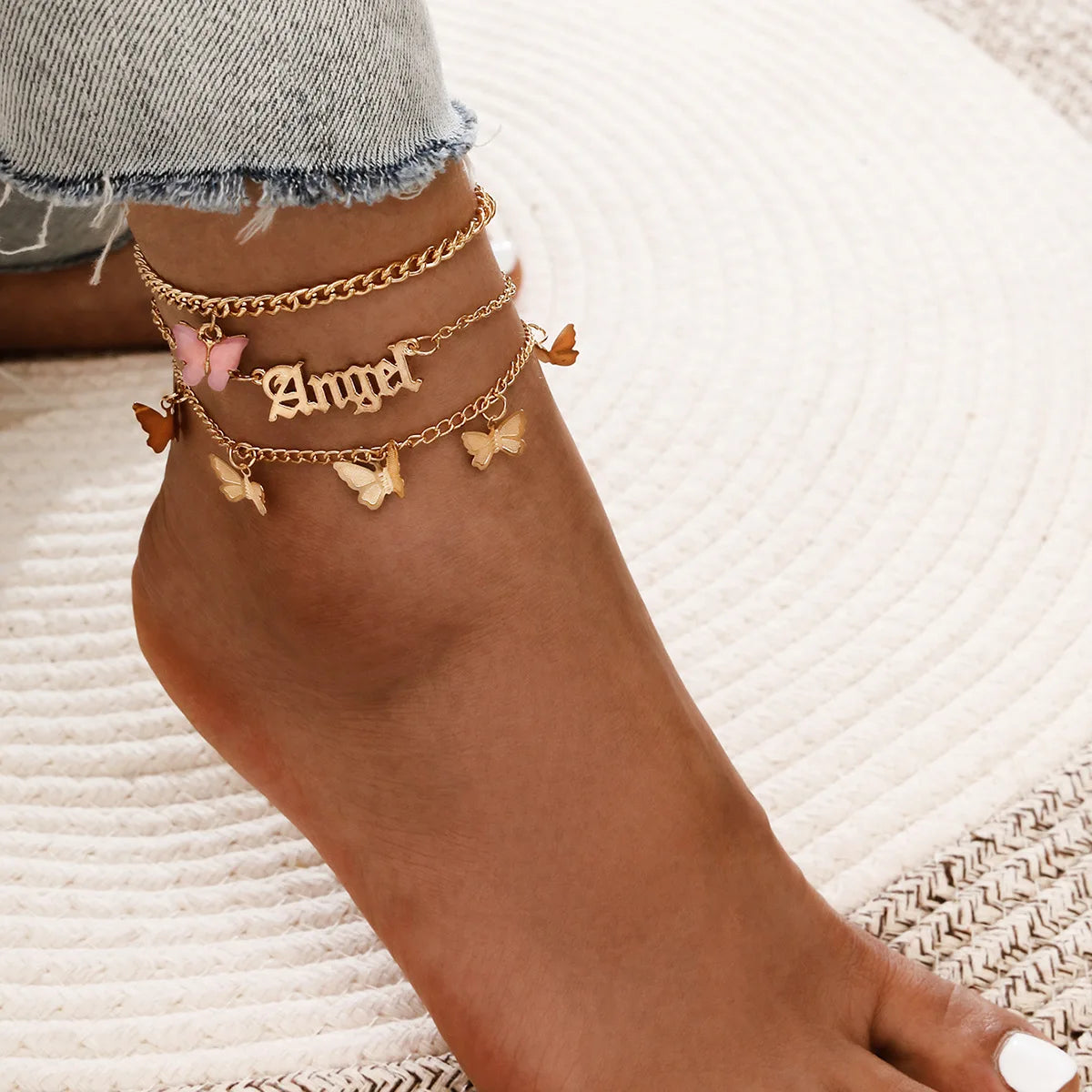 Bohemian Key &amp; Heart Anklet Set – Beach Foot Jewelry - Oria Jewel