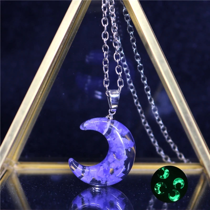 Chic Transparent Resin Rould Ball Moon Pendant Necklace Women Blue Sky White Cloud Chain Necklace Fashion Jewelry Gifts for Girl - Oria Jewel