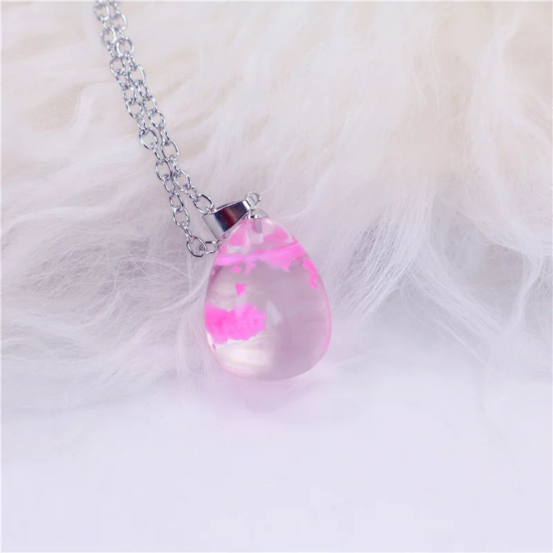 Chic Transparent Resin Rould Ball Moon Pendant Necklace Women Blue Sky White Cloud Chain Necklace Fashion Jewelry Gifts for Girl - Oria Jewel