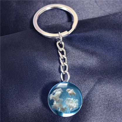 Chic Transparent Resin Rould Ball Moon Pendant Necklace Women Blue Sky White Cloud Chain Necklace Fashion Jewelry Gifts for Girl - Oria Jewel