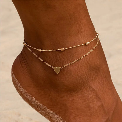 Boho Double Layer Pearl Anklet for Women – Beach Jewelry - Oria Jewel