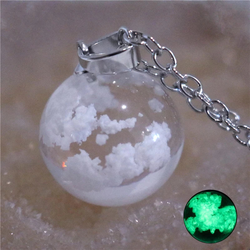 Chic Transparent Resin Rould Ball Moon Pendant Necklace Women Blue Sky White Cloud Chain Necklace Fashion Jewelry Gifts for Girl - Oria Jewel