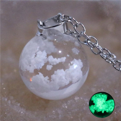 Chic Transparent Resin Rould Ball Moon Pendant Necklace Women Blue Sky White Cloud Chain Necklace Fashion Jewelry Gifts for Girl - Oria Jewel