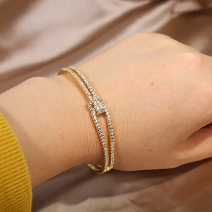 Gold X Cuff Bracelet - Oria Jewel
