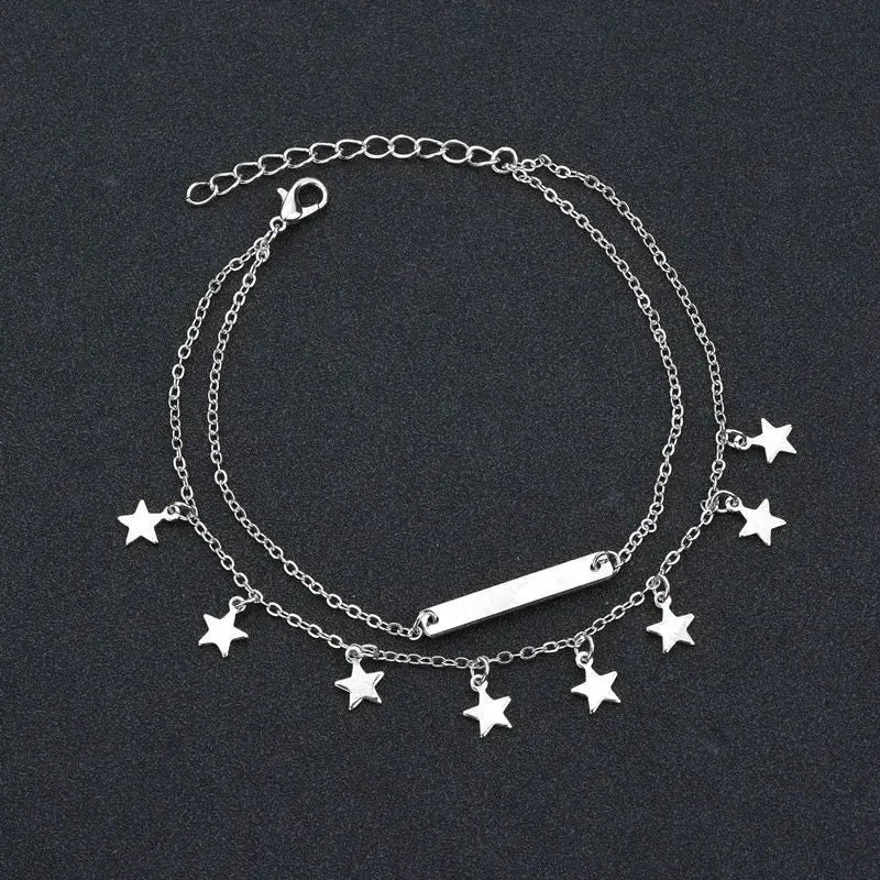 Boho Double Layer Pearl Anklet for Women – Beach Jewelry - Oria Jewel