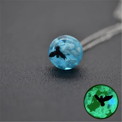 Chic Transparent Resin Rould Ball Moon Pendant Necklace Women Blue Sky White Cloud Chain Necklace Fashion Jewelry Gifts for Girl - Oria Jewel