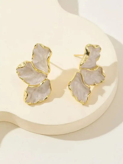 Pearl Petal Statement Stud Earrings close-up highlighting pearl petals | OriaJewel