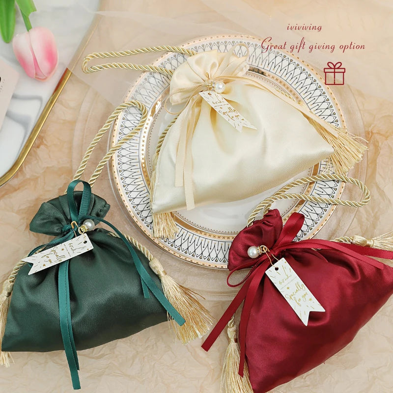 Pearl Satin Tassel Jewelry Pouch