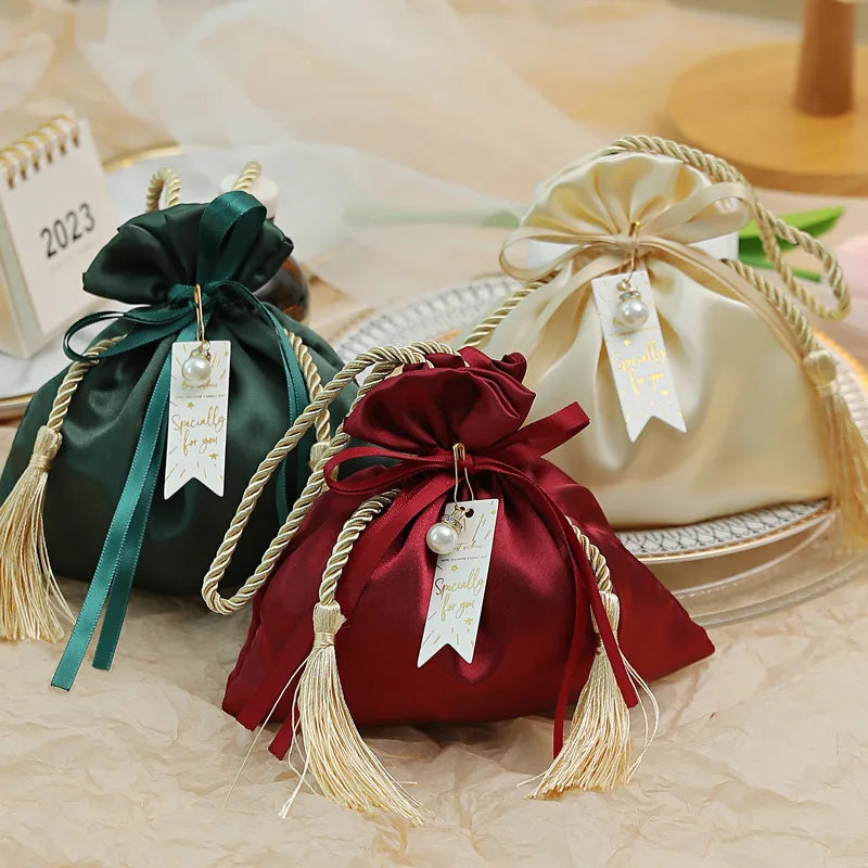 Pearl Satin Tassel Jewelry Pouch