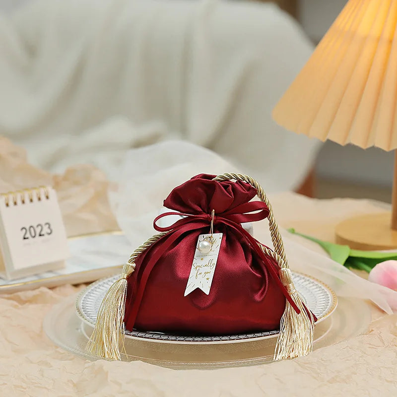 Pearl Satin Tassel Jewelry Pouch
