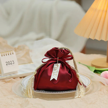 Pearl Satin Tassel Jewelry Pouch