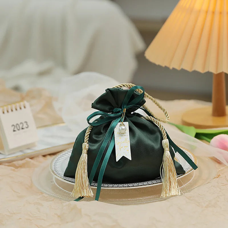 Pearl Satin Tassel Jewelry Pouch