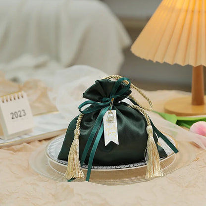 Pearl Satin Tassel Jewelry Pouch