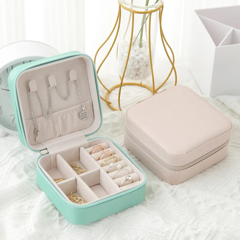 1pc Portable Jewelry Storage Box Home Travel Earrings Necklace Ring Jewelry Box Mini Layered Jewelry Display Case - Oria Jewel
