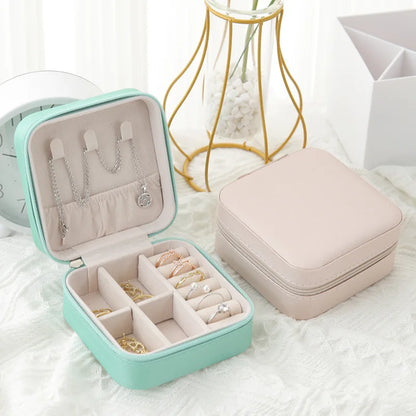1pc Portable Jewelry Storage Box Home Travel Earrings Necklace Ring Jewelry Box Mini Layered Jewelry Display Case - Oria Jewel
