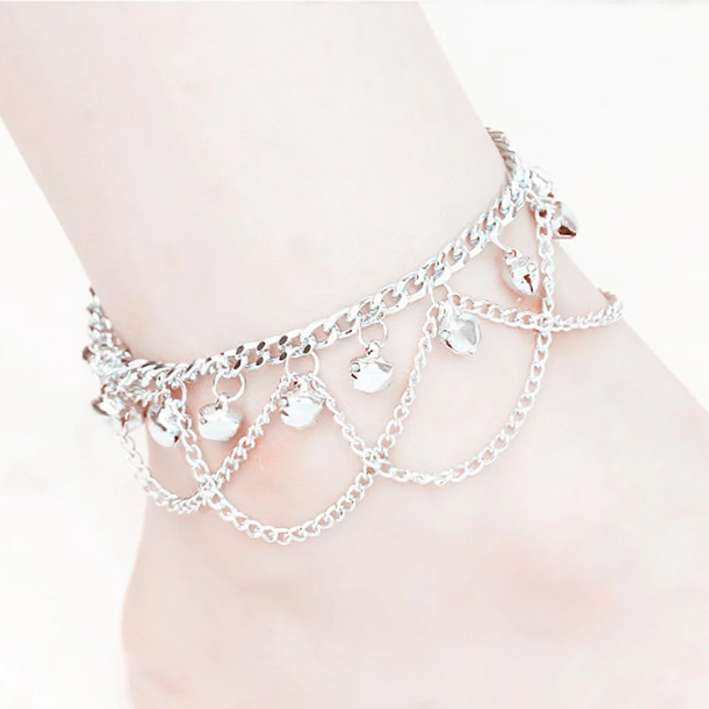 Boho Bells Tassel Anklet – Vintage Carved Flower Foot Chain for Summer &amp; Beachwear - Oria Jewel