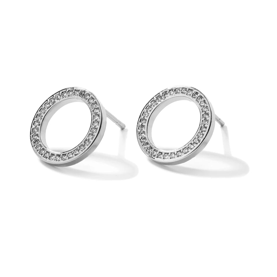 Fashion Ring Inlaid With Zirconium Hollow Stud Earrings For Women 18k Gold Couple Holiday Gift Earrings For Party Daily Jewelry - Oria Jewel