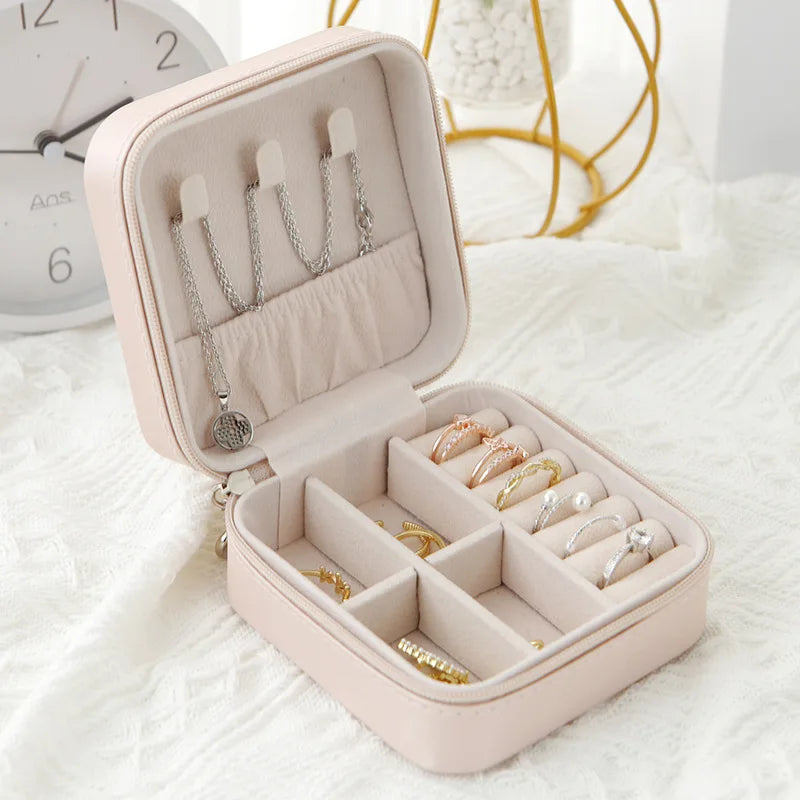 1pc Portable Jewelry Storage Box Home Travel Earrings Necklace Ring Jewelry Box Mini Layered Jewelry Display Case - Oria Jewel