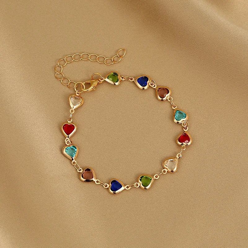 Colorful Heart Charm Bracelet - Oria Jewel