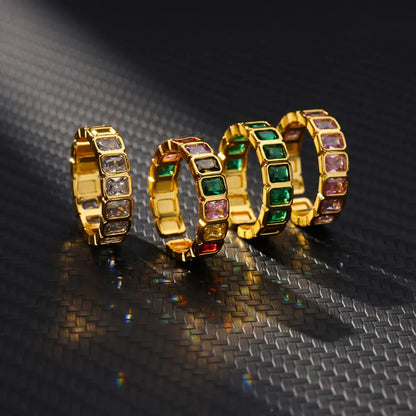 White Square Zircon Spliced Open Rings For Women Minimalist Stainless Steel Adjustable New Wedding Aesthetic Ring Jewelry BFF - Oria Jewel