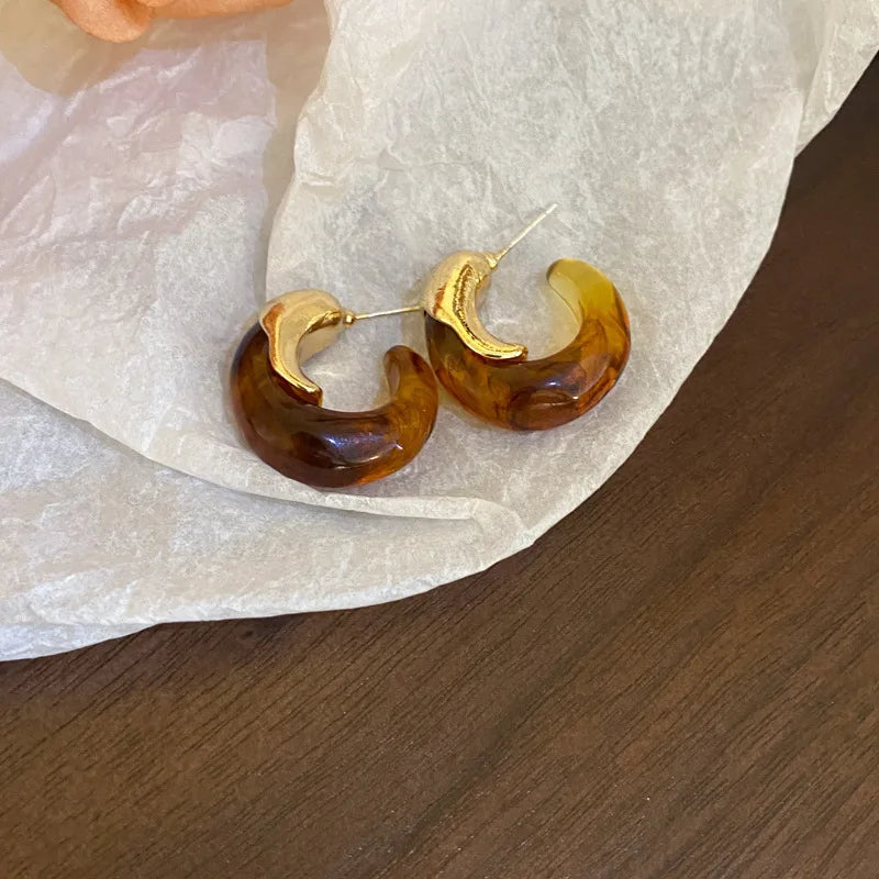 Tiger Eye Hoop Earrings - Oria Jewel