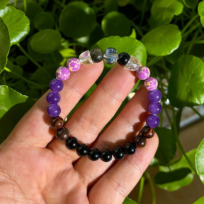 Red Tiger Eye Stone Imperial Jasper and Artificial Crystals Handmade Beaded Bracelet Men Women Homeopathic Energy Balancing Stre - Oria Jewel