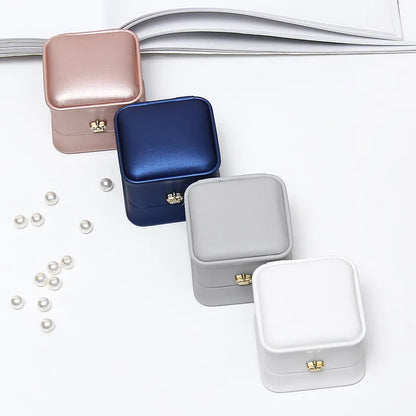 Ring Box Couple Proposal Ring Boxes PU Leather Jewelry Gift Case Ring Earrings Jewelry Display for Wedding Engagement - Oria Jewel