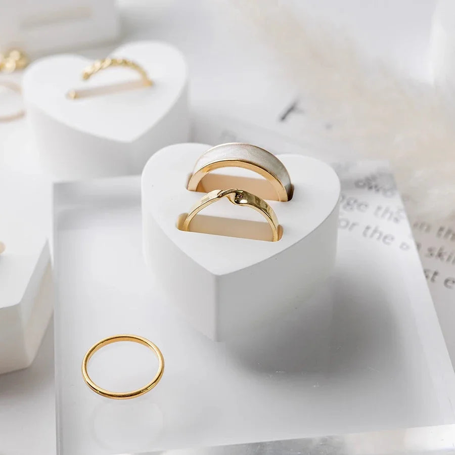 Gypsum white ring display stand holder ,Jewelry organizer props . couple ring display holders case , creative earrings box - Oria Jewel