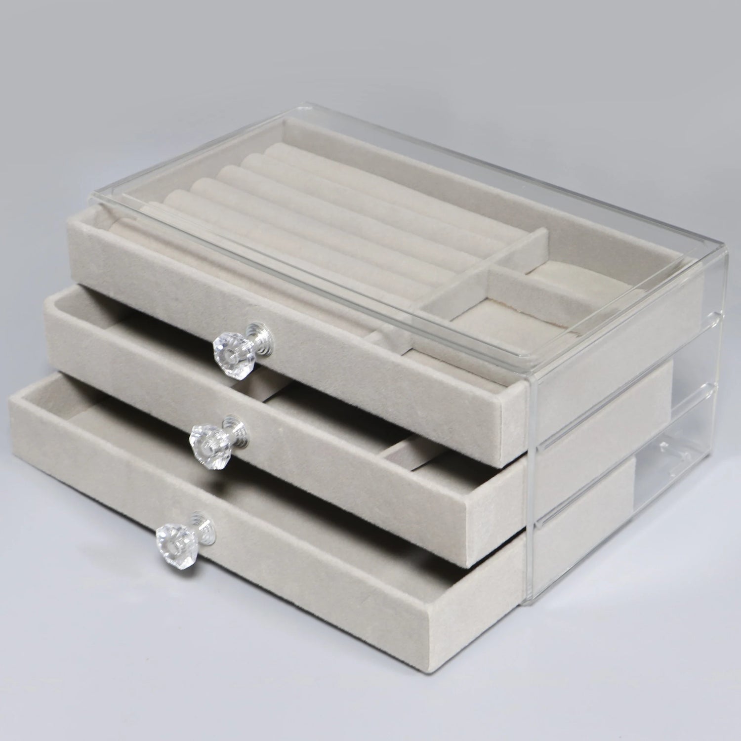 1 High-Capacity 3-Layer Flannel Jewelry Box Drawer – Storage for Earrings, Necklaces &amp; Rings - Oria Jewel
