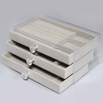 1 High-Capacity 3-Layer Flannel Jewelry Box Drawer – Storage for Earrings, Necklaces &amp; Rings - Oria Jewel