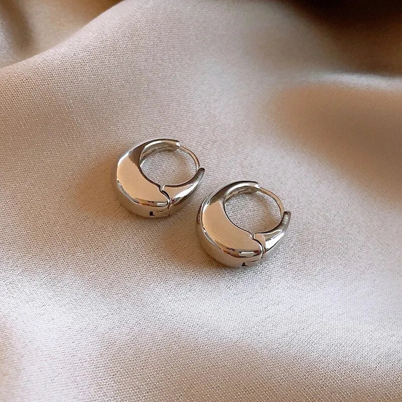 Punk Oval Hoop Earrings Metallic Geometric Ear Buckle Minimalist Style U-shaped Ear Buckle Daily Life Earring Accessories - Oria Jewel