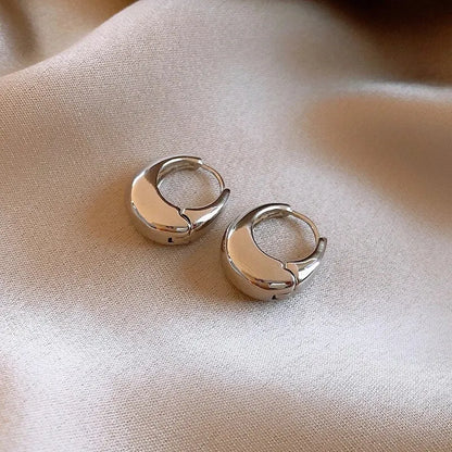 Punk Oval Hoop Earrings Metallic Geometric Ear Buckle Minimalist Style U-shaped Ear Buckle Daily Life Earring Accessories - Oria Jewel