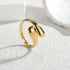18K Gold Color Stainless Steel Smooth Double Beads Ring For Women Trendy Geometric Wedding Couple Metal Open Rings Jeweliry Gift - Oria Jewel