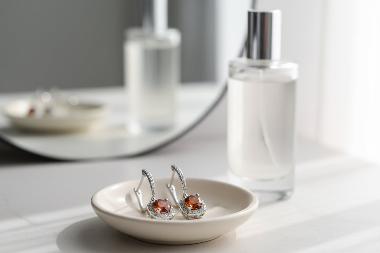 Amber Orange Drop Huggie Earrings