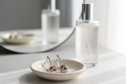 Amber Orange Drop Huggie Earrings