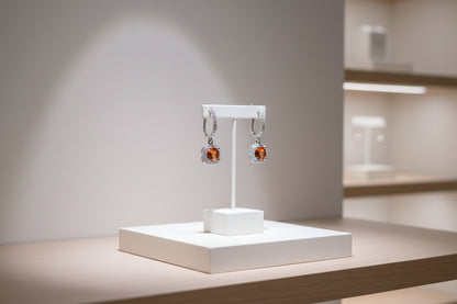 Amber Orange Drop Huggie Earrings