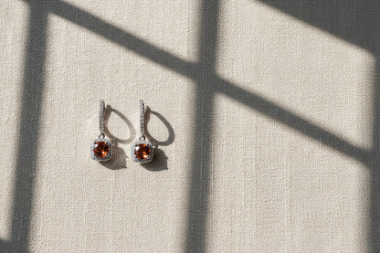 Amber Orange Drop Huggie Earrings
