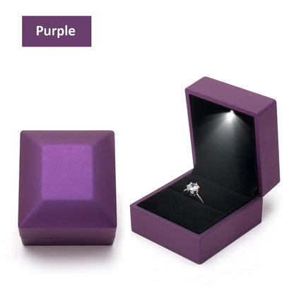 1 Pcs LED Jewelry Ring Box Luxury Velvet Rubber Necklace Pendant Gifts Display With Light For Proposal Engagement Wedding Case - Oria Jewel