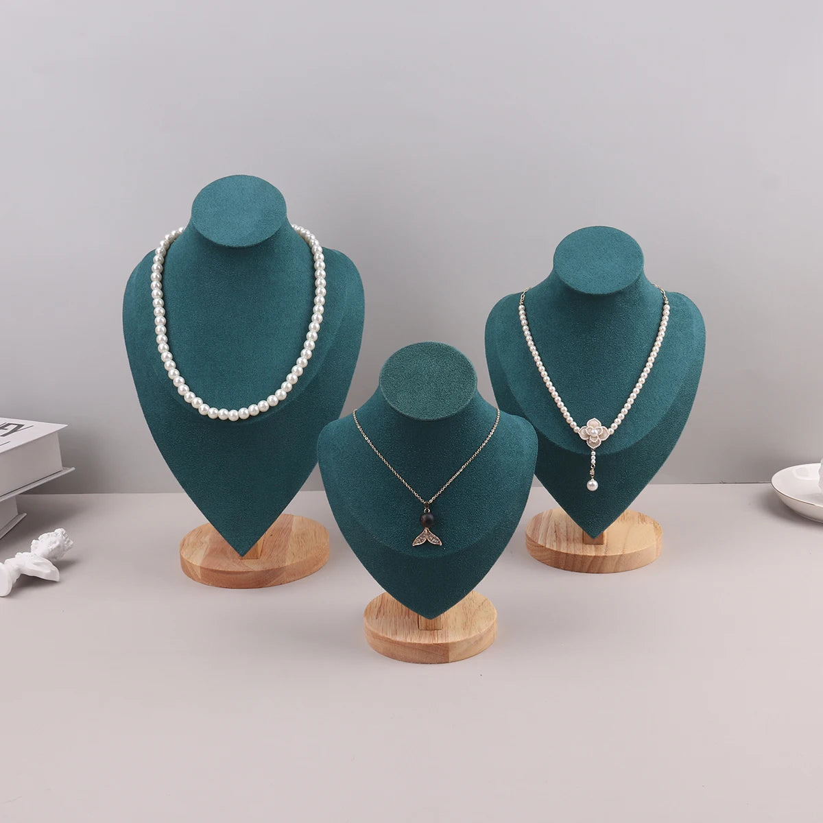 Velvet Portrait Necklace Display Pendant Organizer Jewelry Display Stand Jewelry Mannequin Bust Necklace Pendant Window Display - Oria Jewel